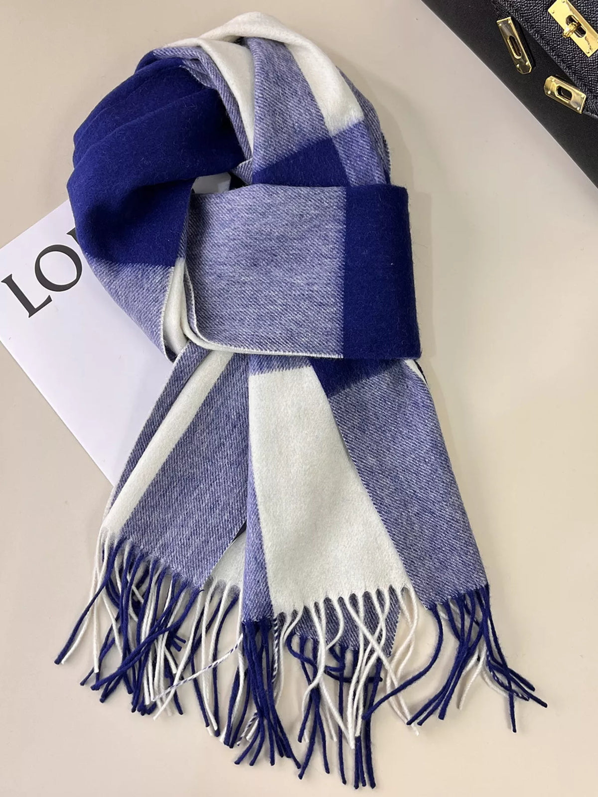Plaid Fringe Scarf for Women
