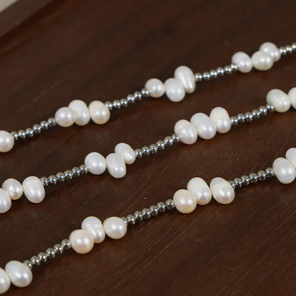 Freshwater Pearl Titanium Steel Bead Necklace – image 3 | Lilixa Trending Jewelry