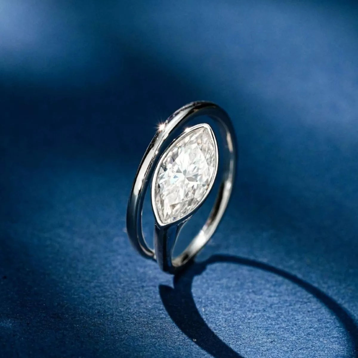 2 Carat 925 Sterling Silver Moissanite Marquise Cut Bypass Ring – image 2 | Lilixa Trending Jewelry