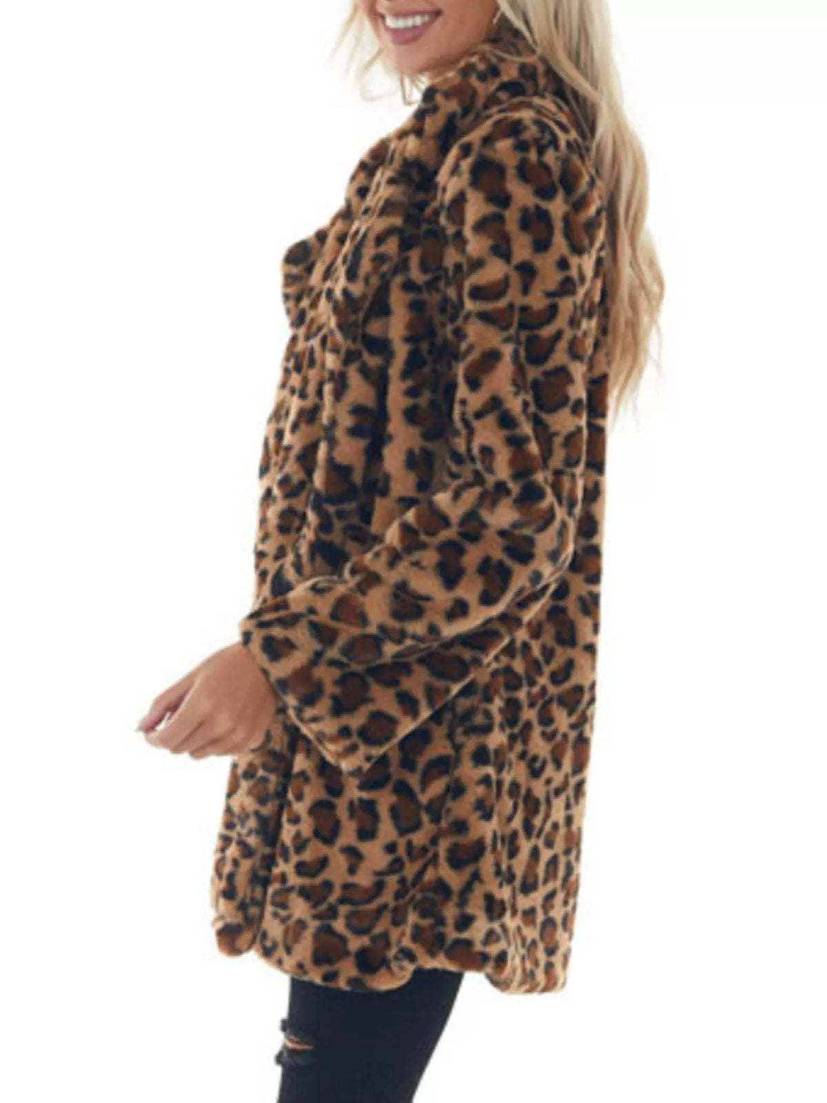 Leopard Open Front Outerwear Plus Size