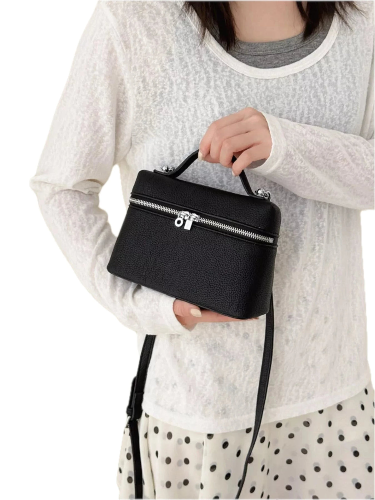 Textured Zipper Crossbody Bag