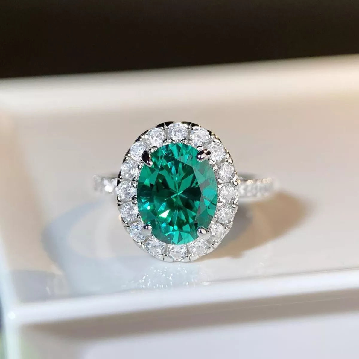 925 Sterling Silver Oval Zircon Ring for Women
