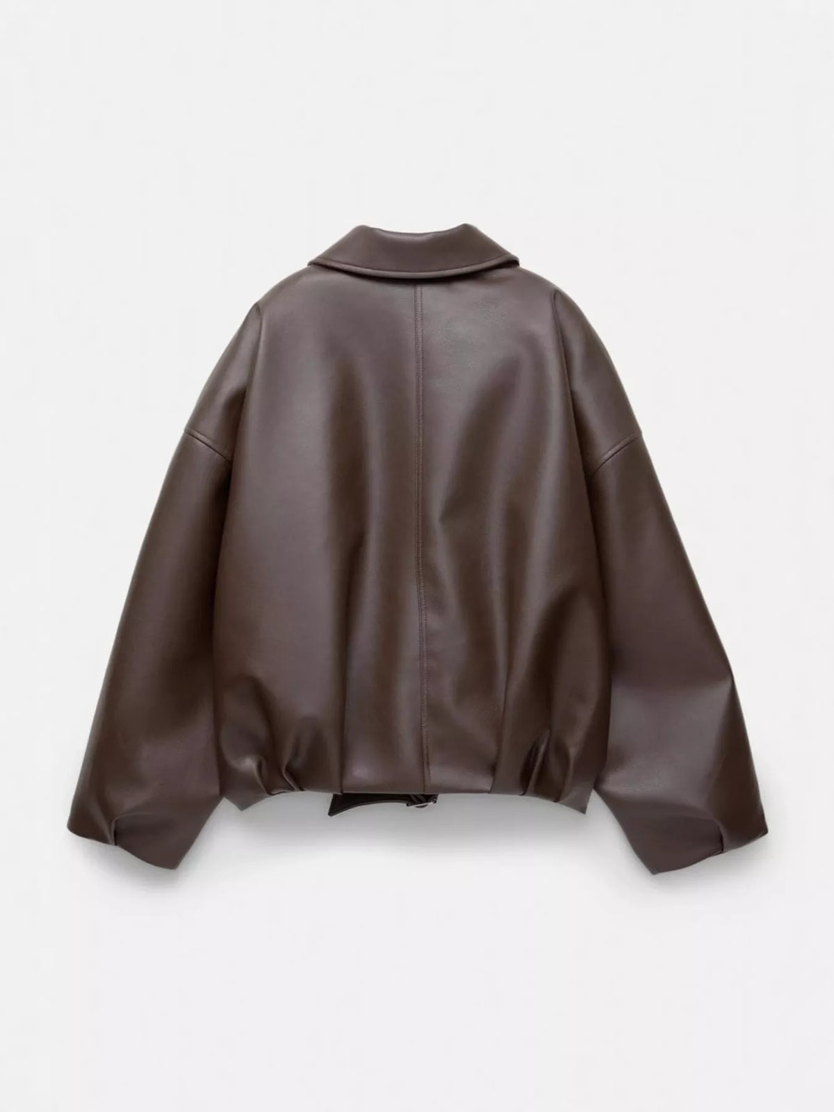 Belted Faux Leather Zip Up Jacket