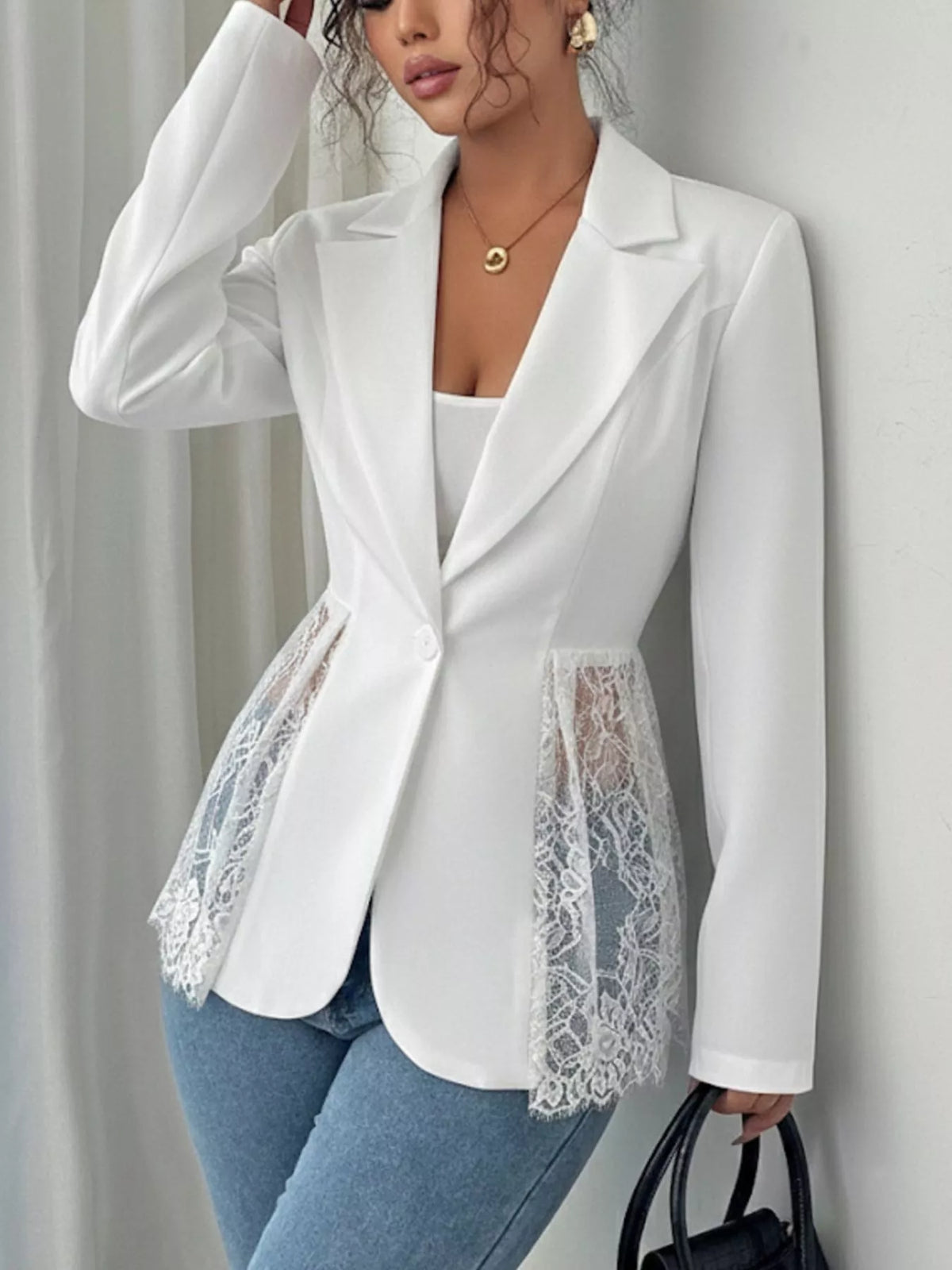 Lace One Button Blazer