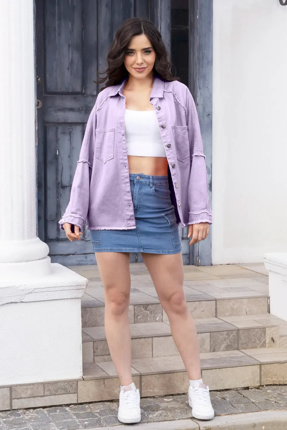 Raw Hem Pocket Denim Jacket