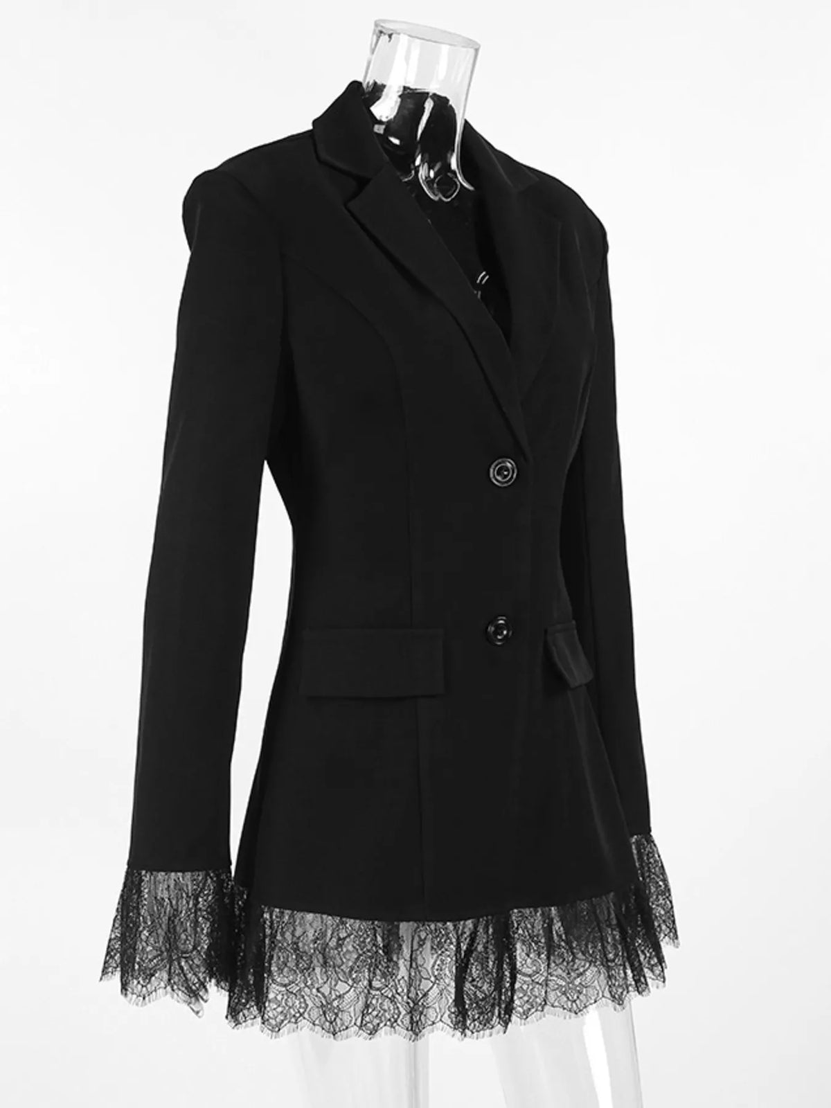 Lace Hem Button Down Blazer