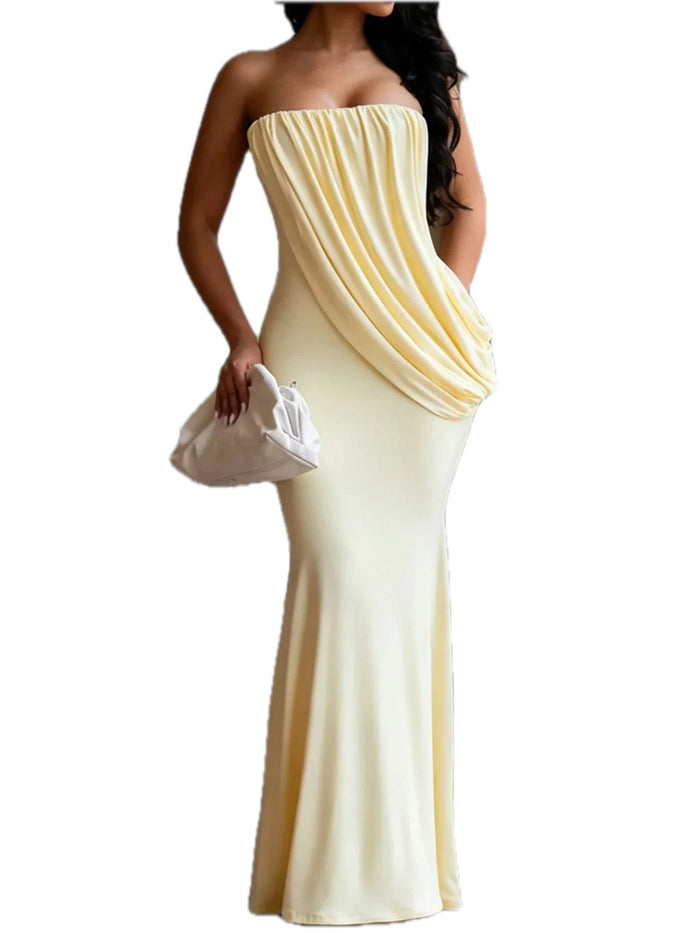 Strapless Draped Maxi Dress for Women