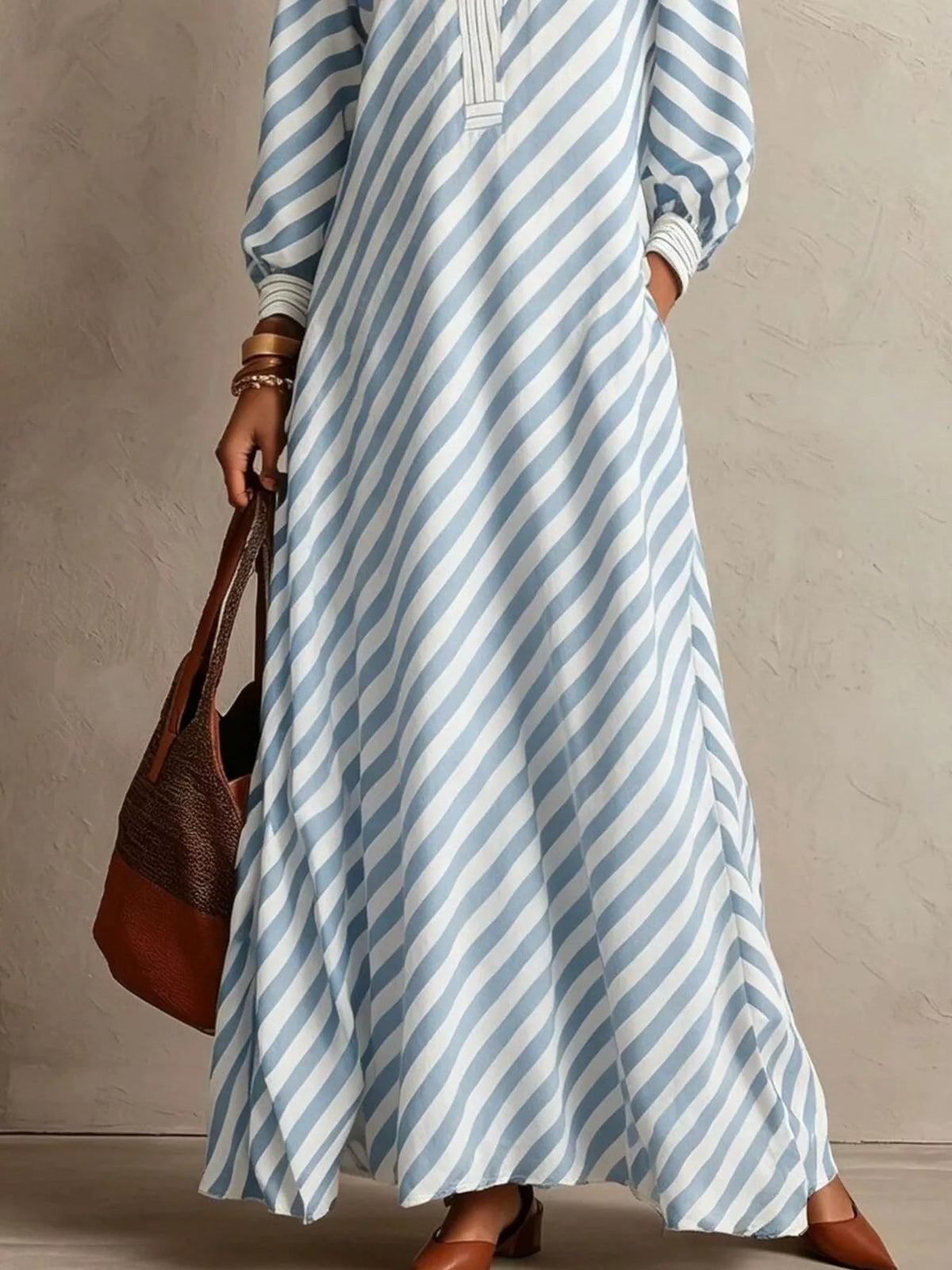 Striped Long Sleeve Maxi Dress