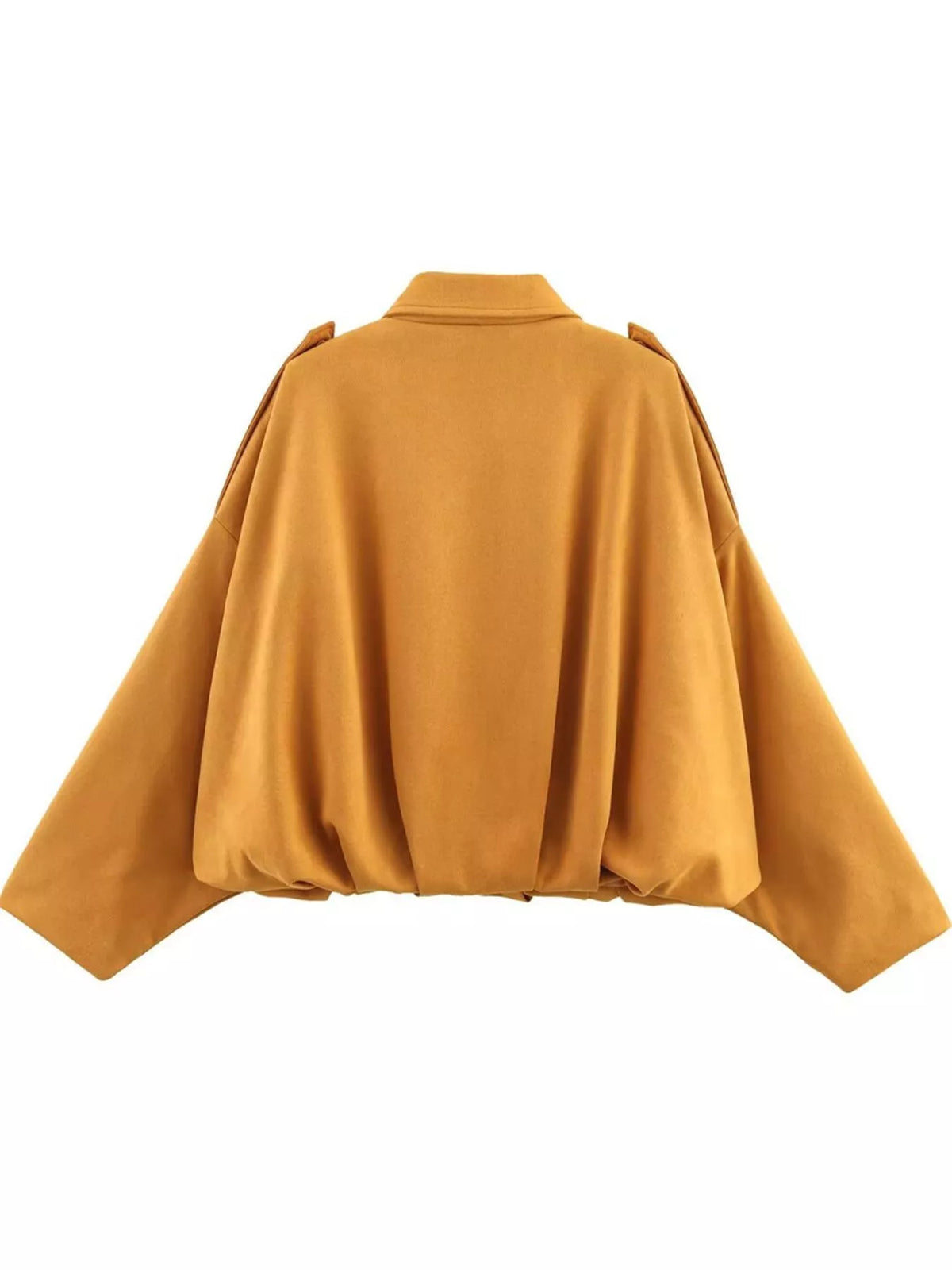 Collared Neck Dropped Shoulder Jacket for Women