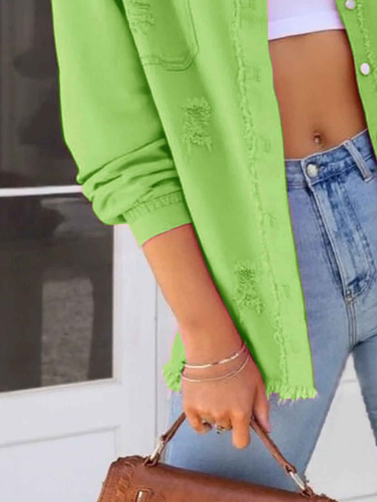 Distressed Frayed Denim Jacket