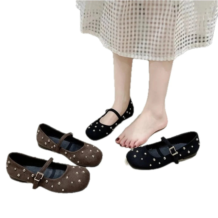 Women's Studded Square Toe Slip-On Shoes
