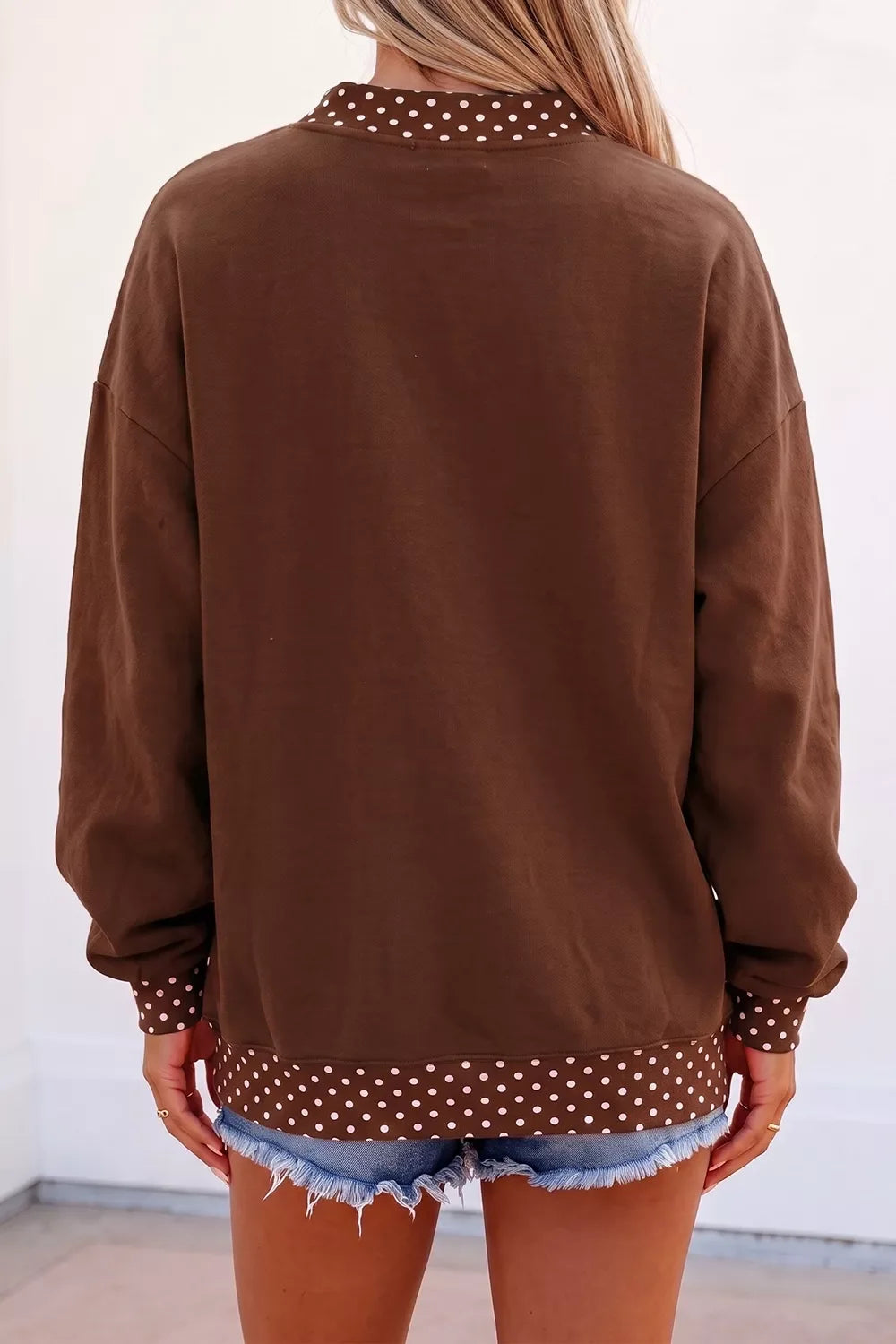 'HOWDY' Graphic Polka Dot Trim Sweatshirt for Women