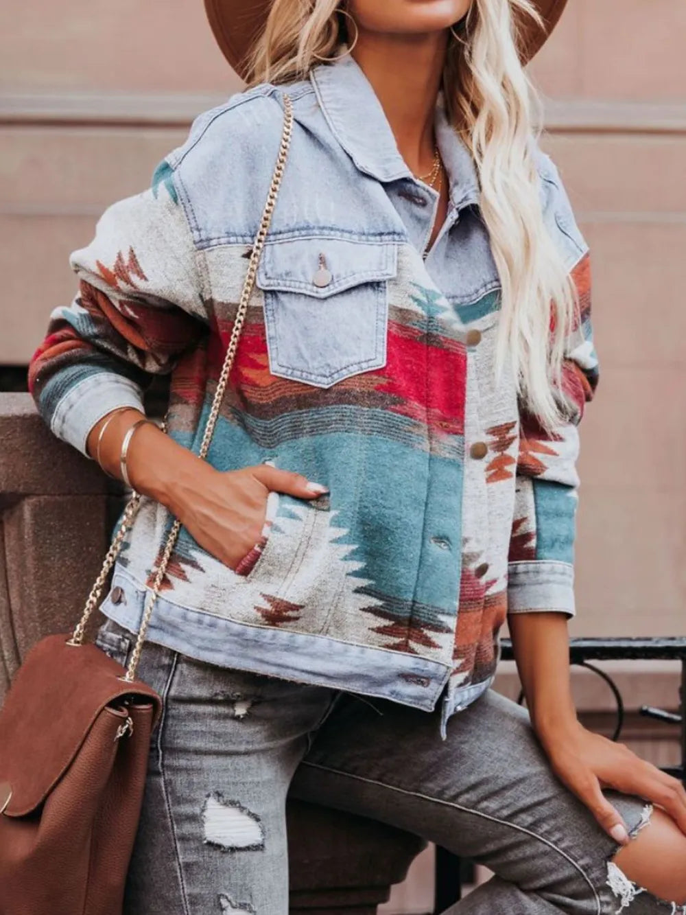 Geometric Button Up Jacket
