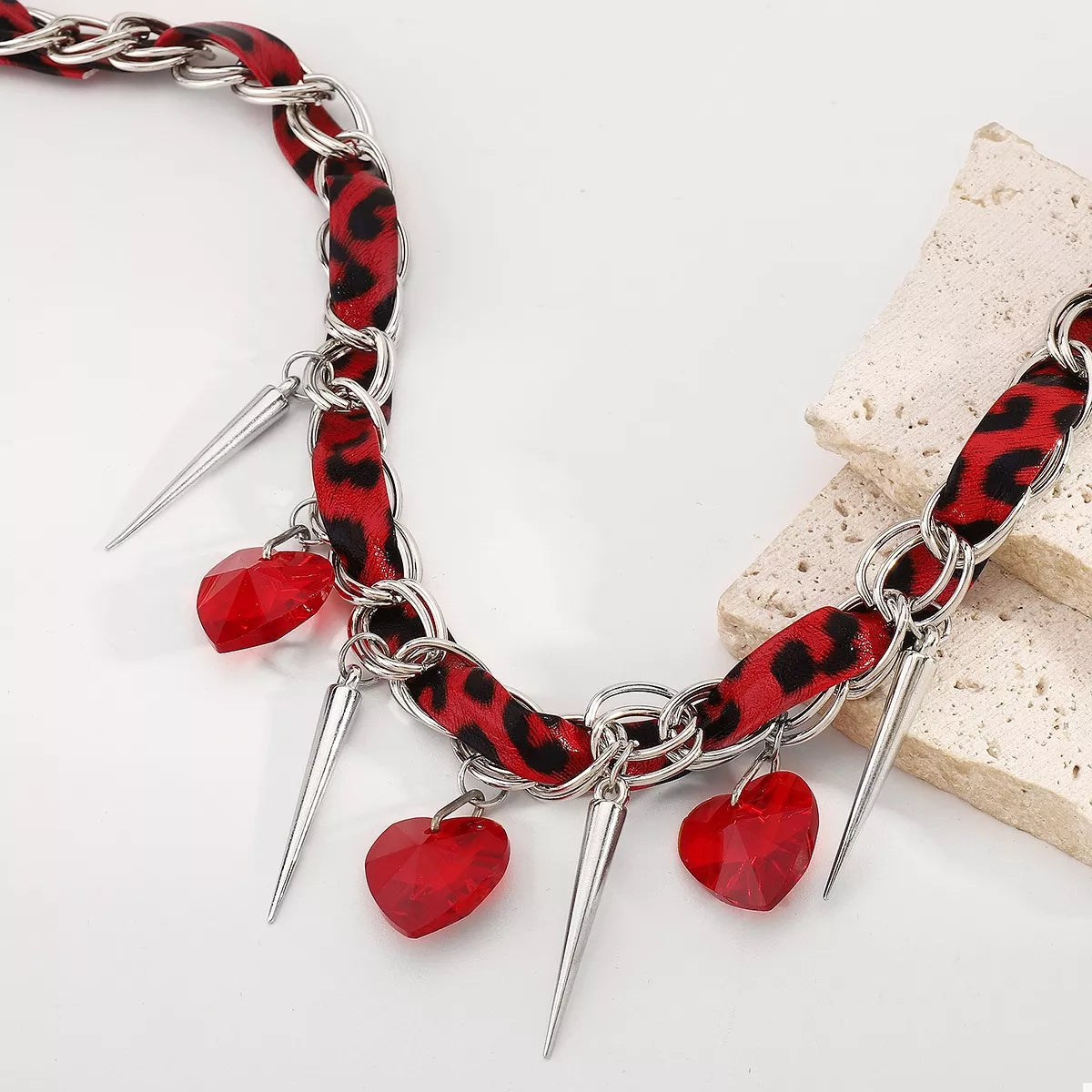 Heart Charm Choker Necklace with Metal Spikes – image 7 | Lilixa Trending Jewelry