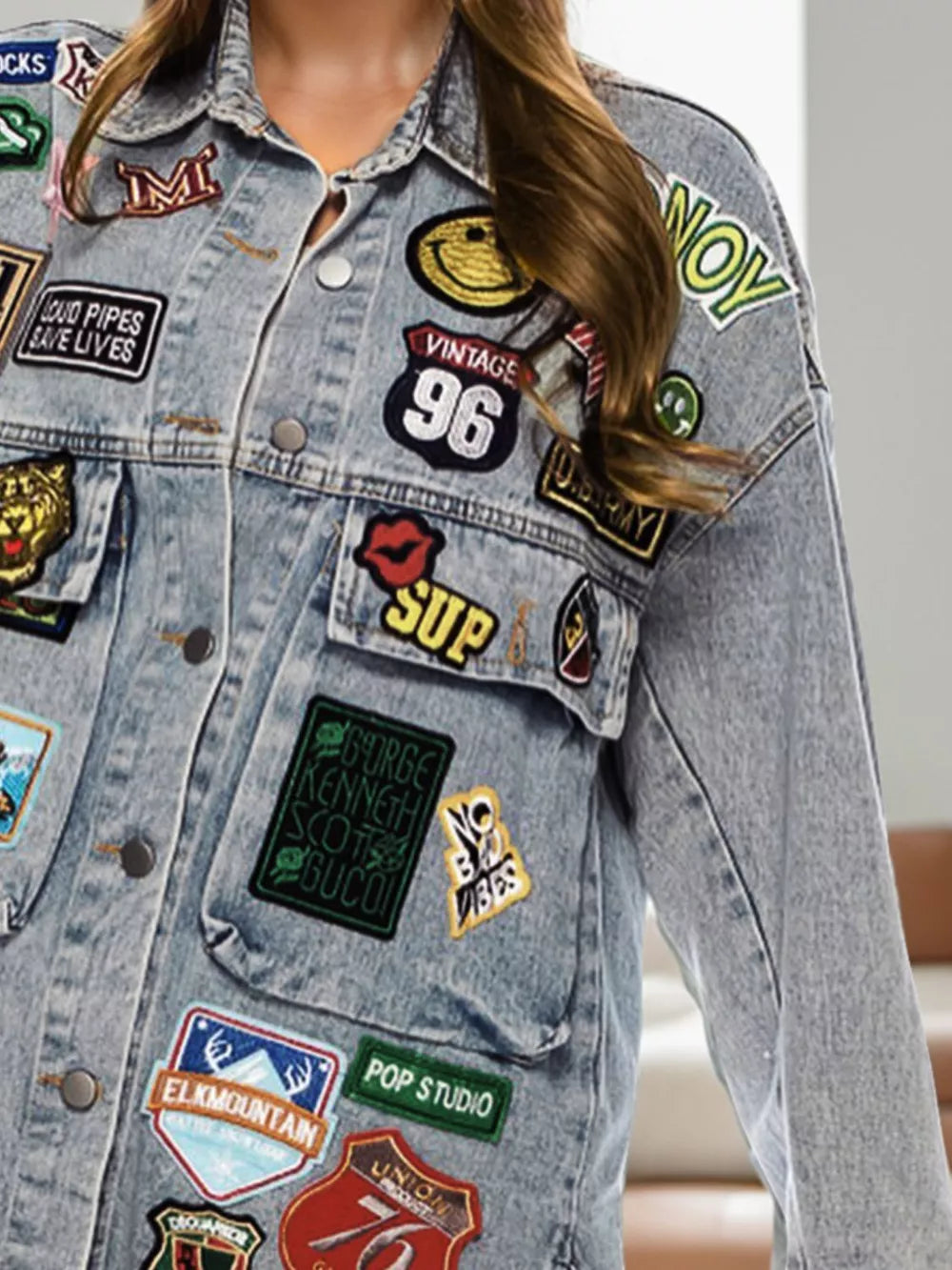 Embroidered Patch Denim Jacket