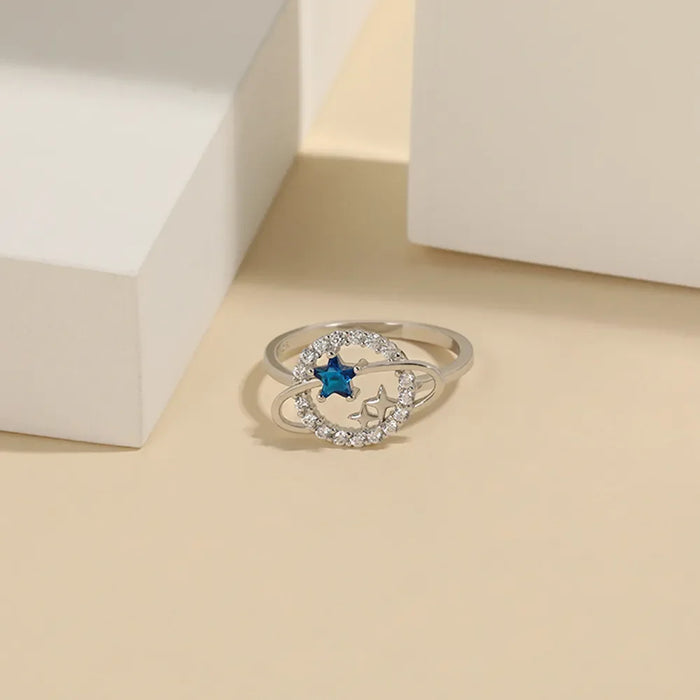 Planet Shape Inlaid Zircon 925 Sterling Silver Ring – image 1 | Lilixa Trending Jewelry