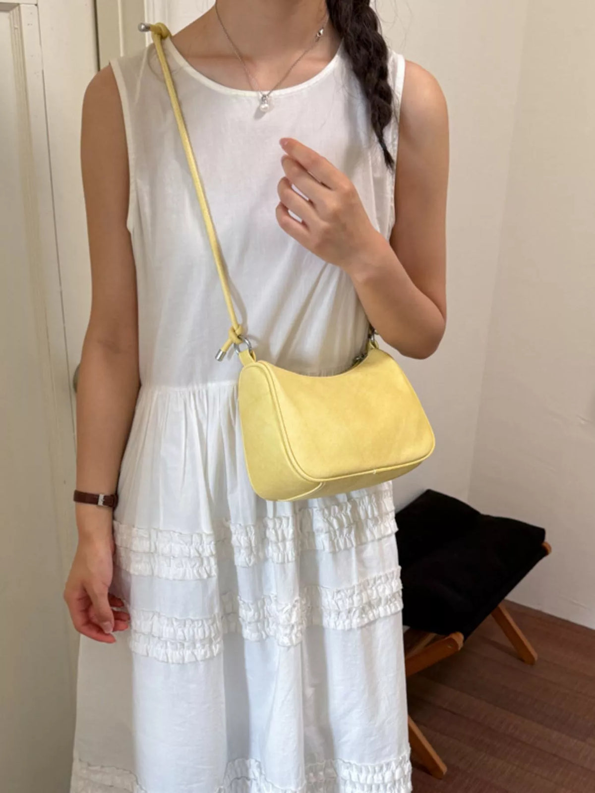 Baguette Vegan Leather Crossbody Bag for Women