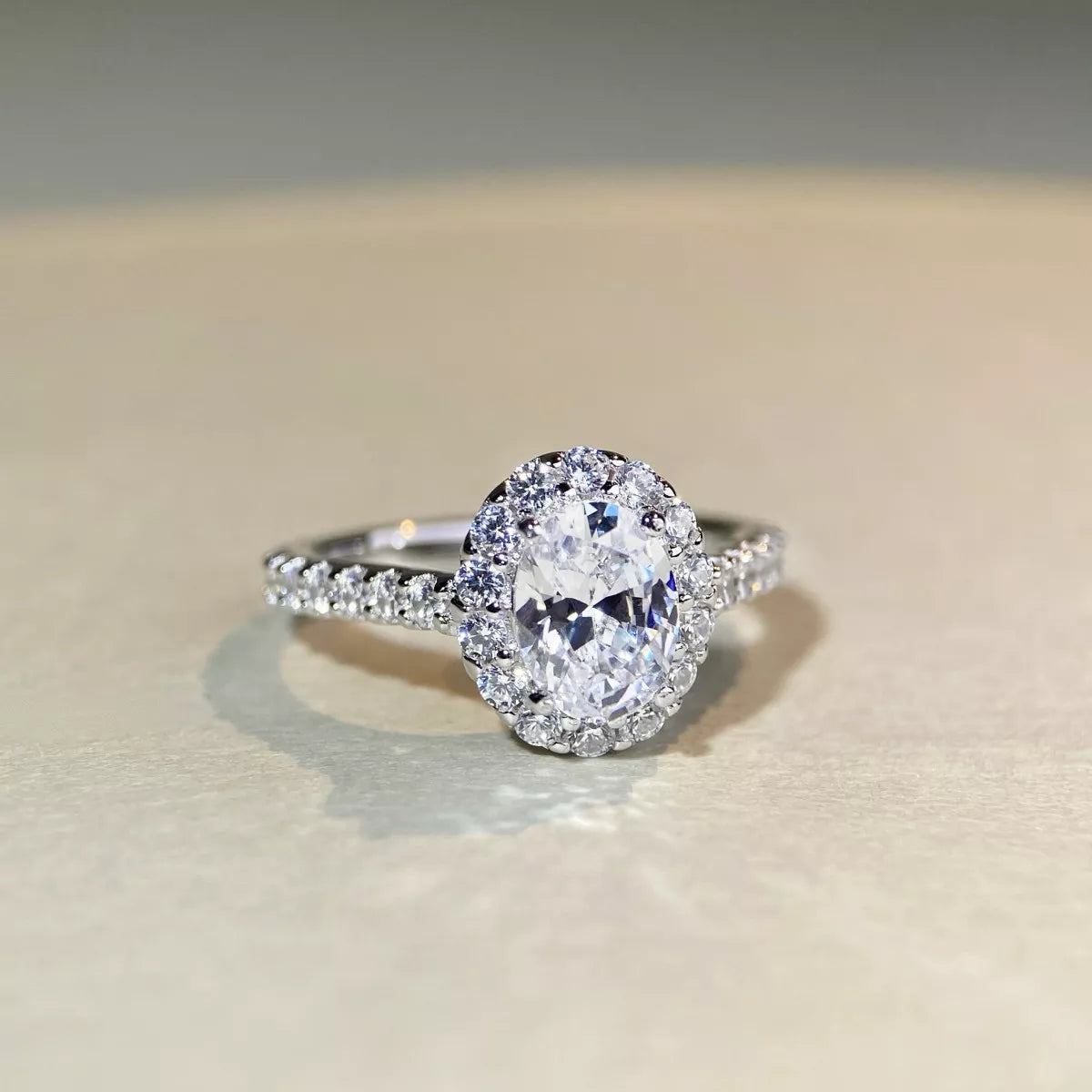 1.5 Carat Moissanite 925 Sterling Silver Oval Ring for Women