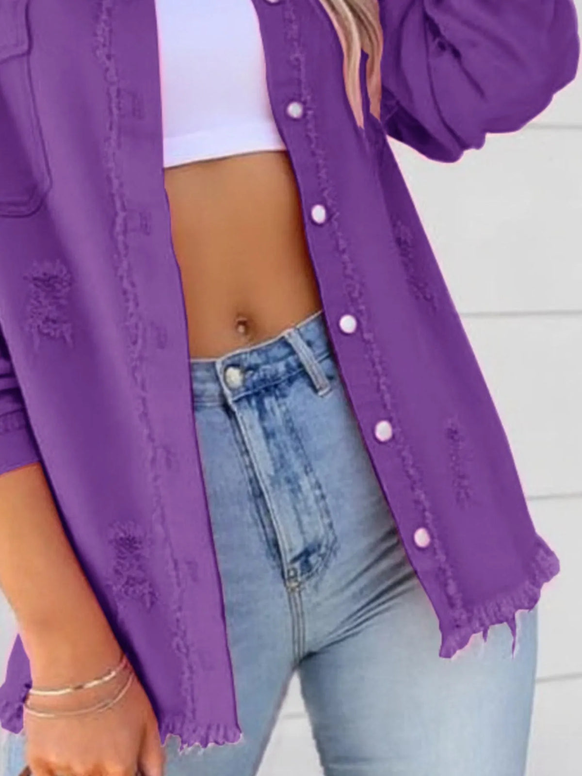 Distressed Frayed Denim Jacket