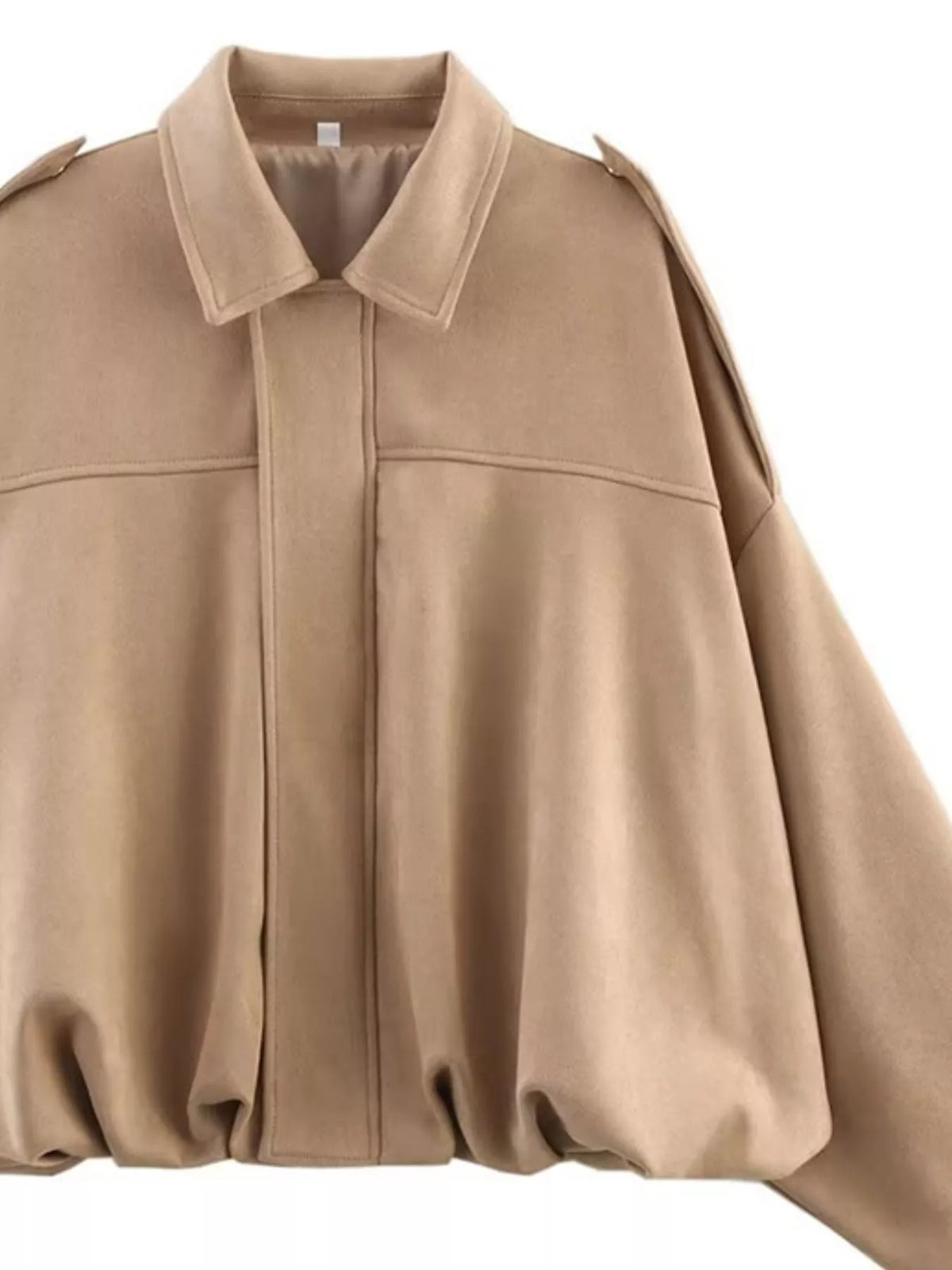 Collared Neck Dropped Shoulder Jacket for Women