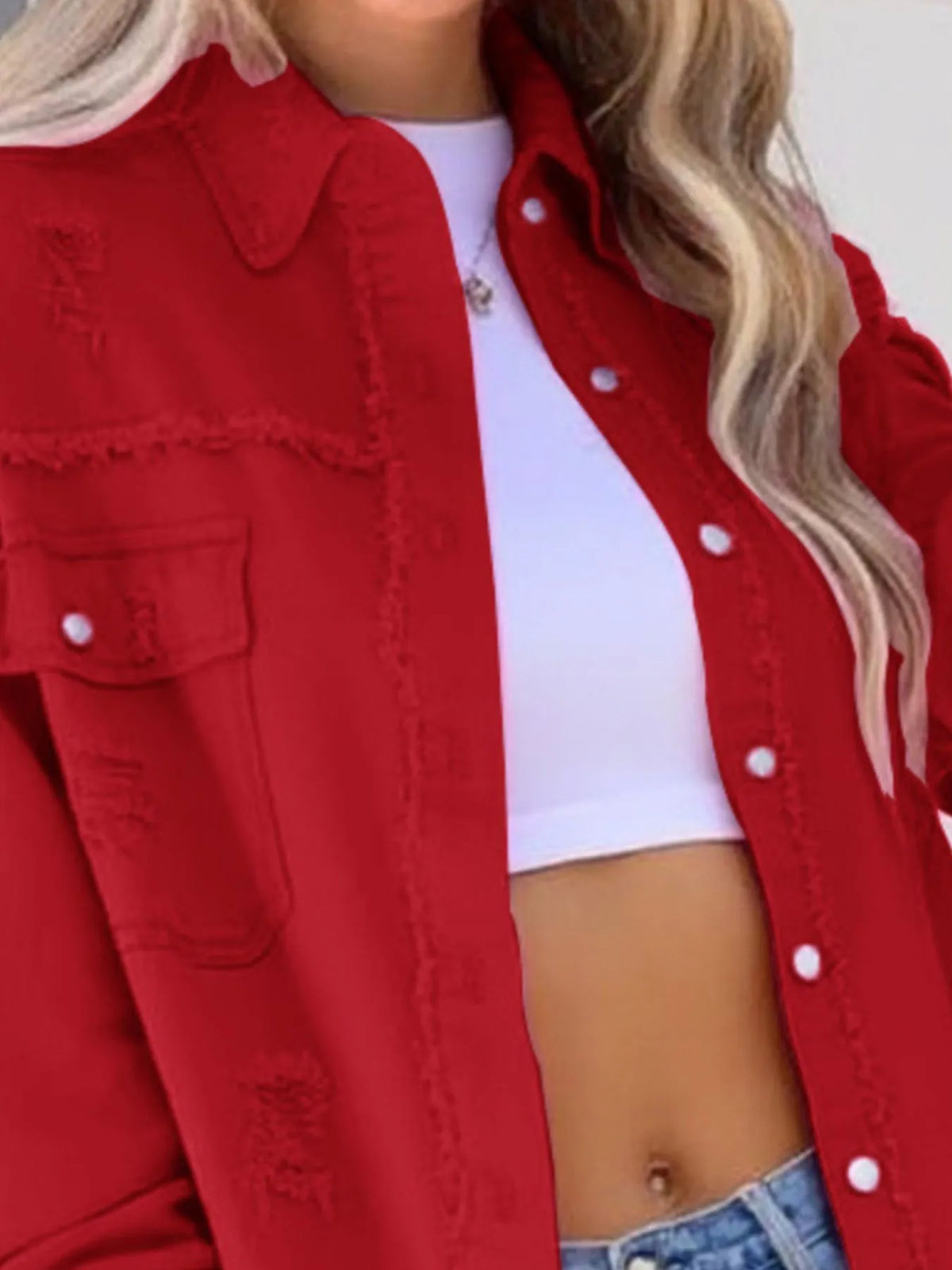 Distressed Frayed Denim Jacket