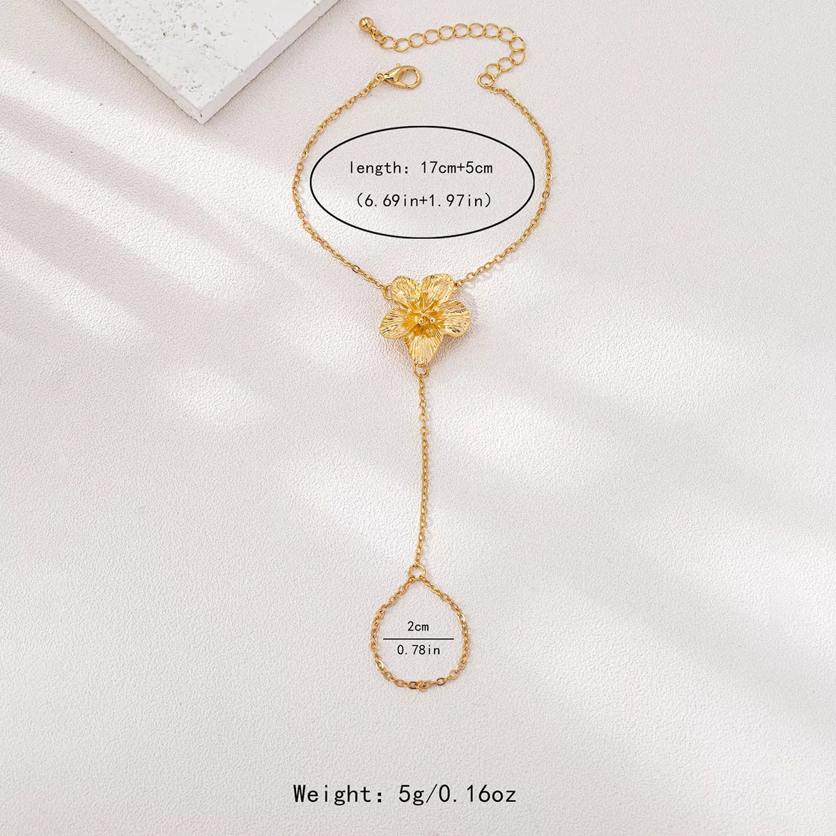 18K Gold-Plated Chain Flower Bracelet for Women