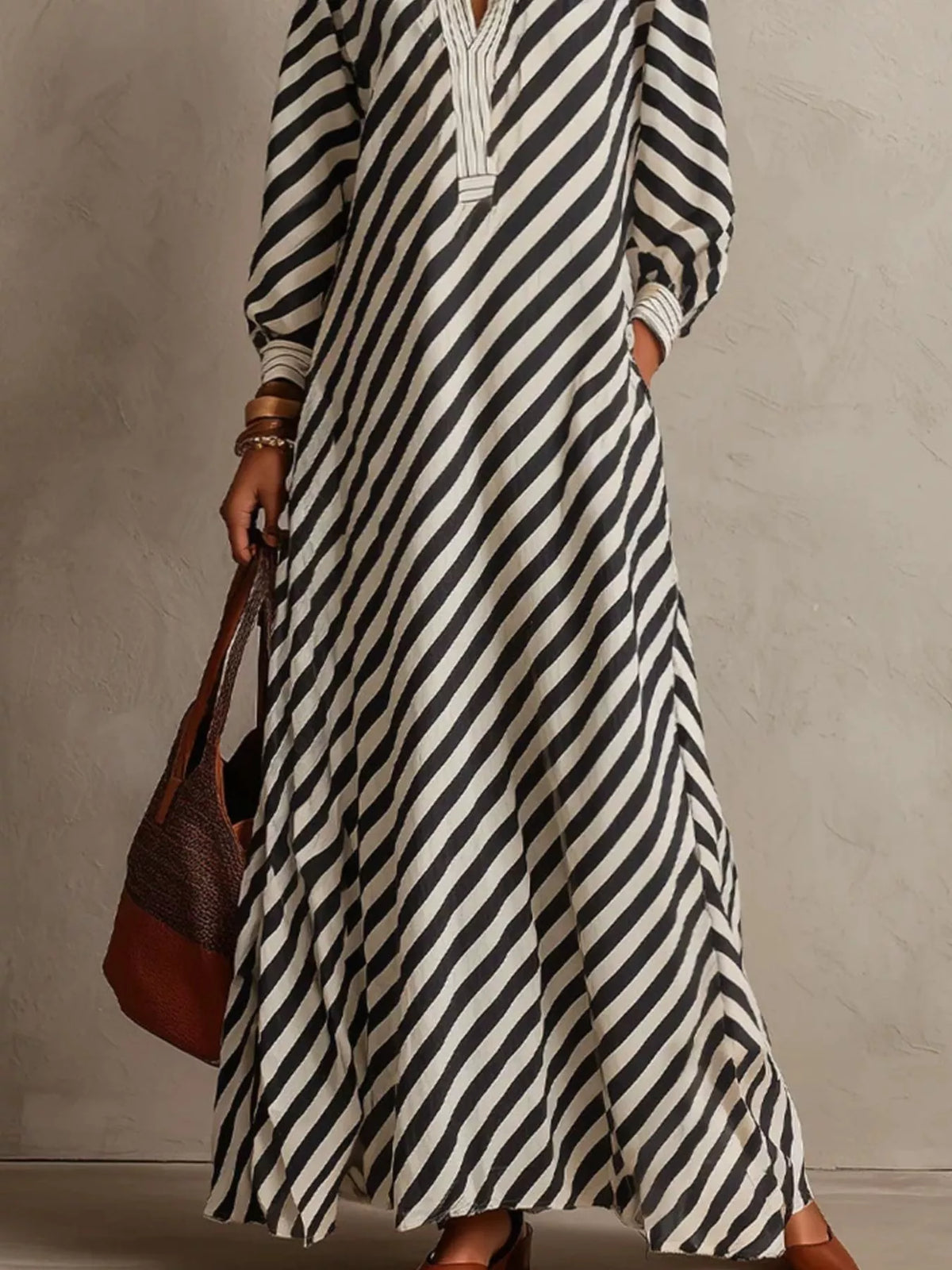 Striped Long Sleeve Maxi Dress