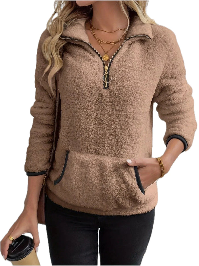 Cozy Fleece Quarter Zip Sweatshirt Plus Size