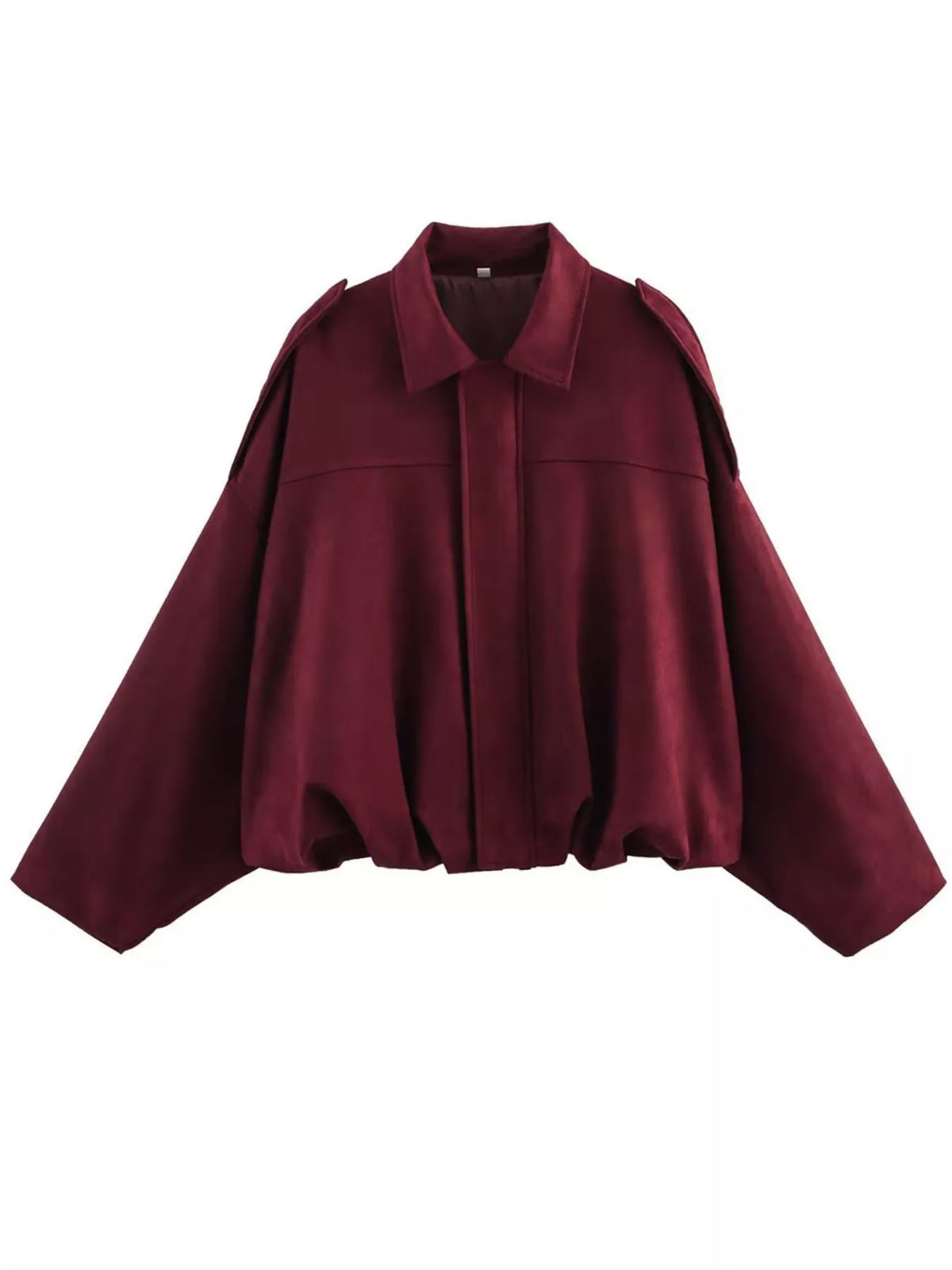 Collared Neck Dropped Shoulder Jacket for Women