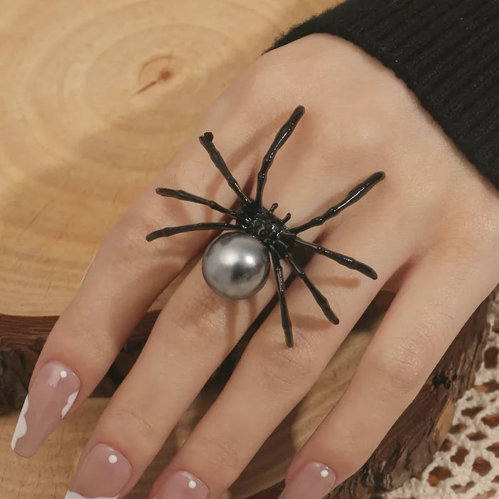 Halloween Spider Pearl Ring for Women