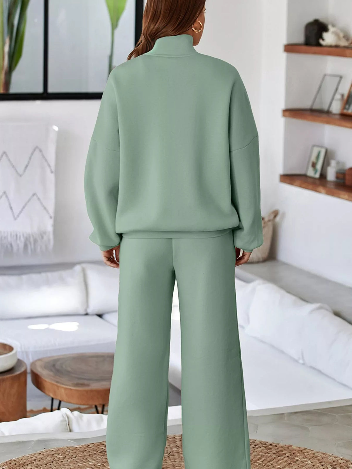 Zip Up Jacket and Pants Active Two-Piece Set