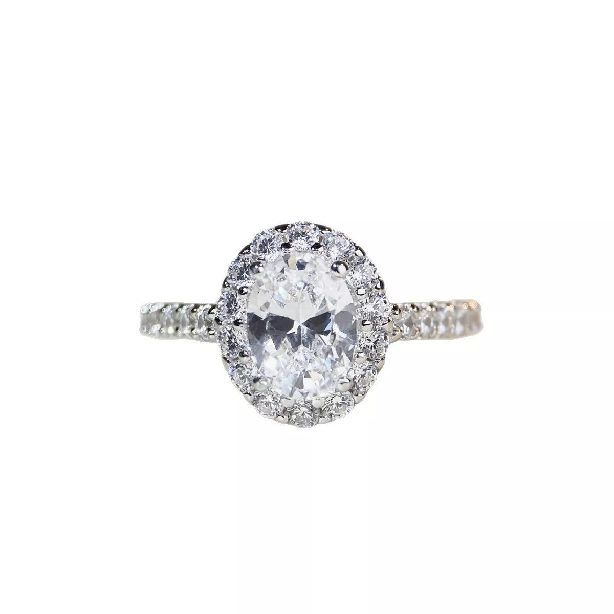 1.5 Carat Moissanite 925 Sterling Silver Oval Ring for Women