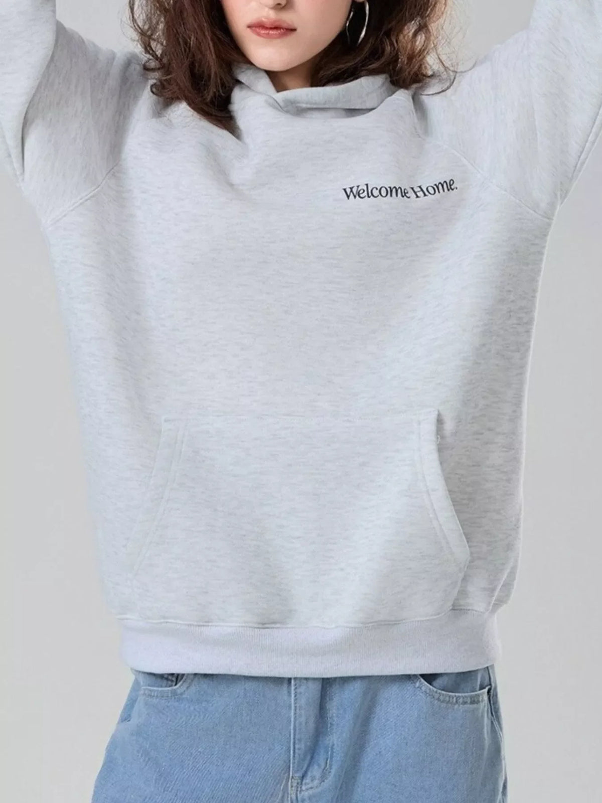 'Welcome Home' Graphic Raglan Sleeve Hoodie for Women