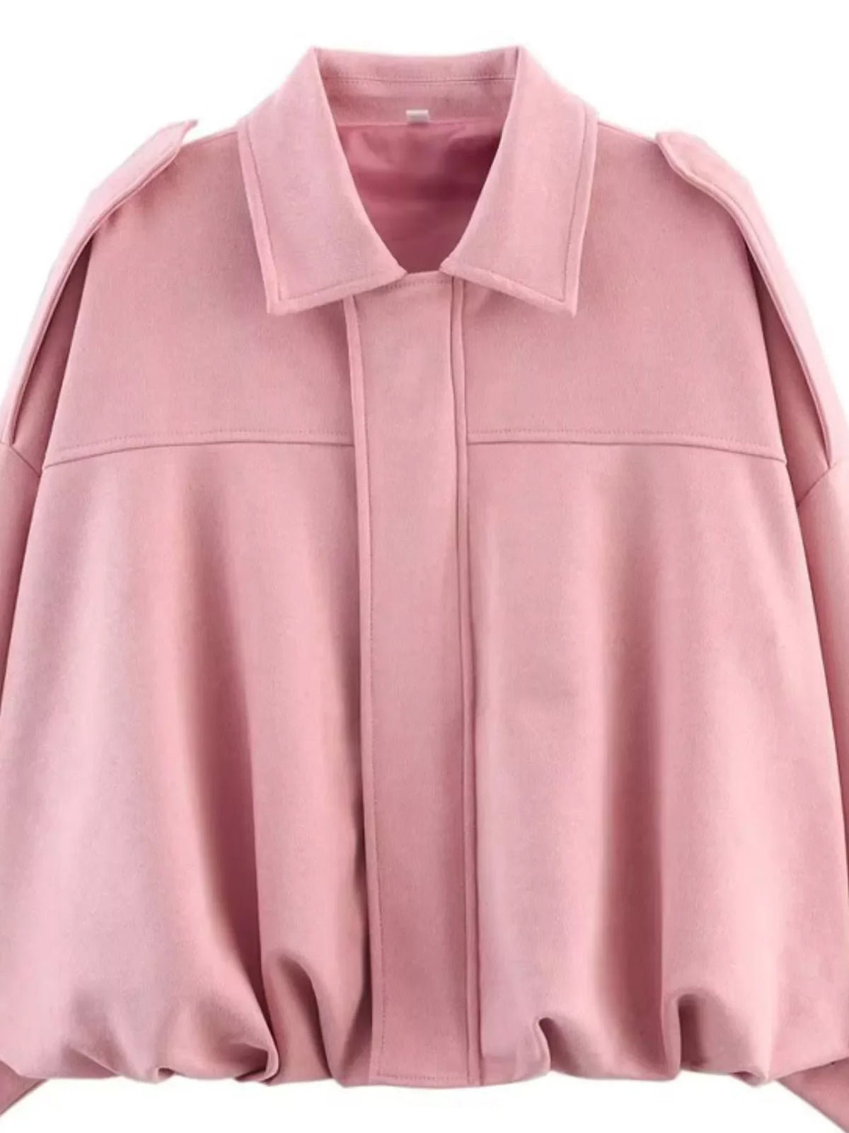 Collared Neck Dropped Shoulder Jacket for Women