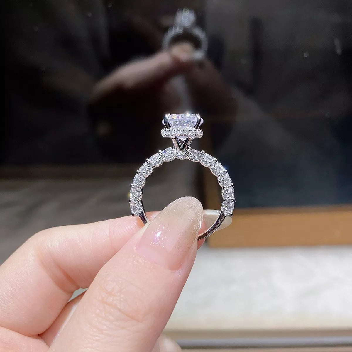 Round Solitaire 3 Carat 925 Sterling Silver Moissanite Ring for Women