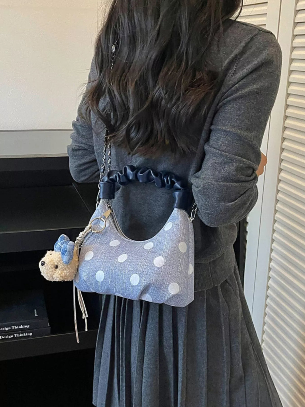 Polka Dot Ruched Crossbody Bag for Women