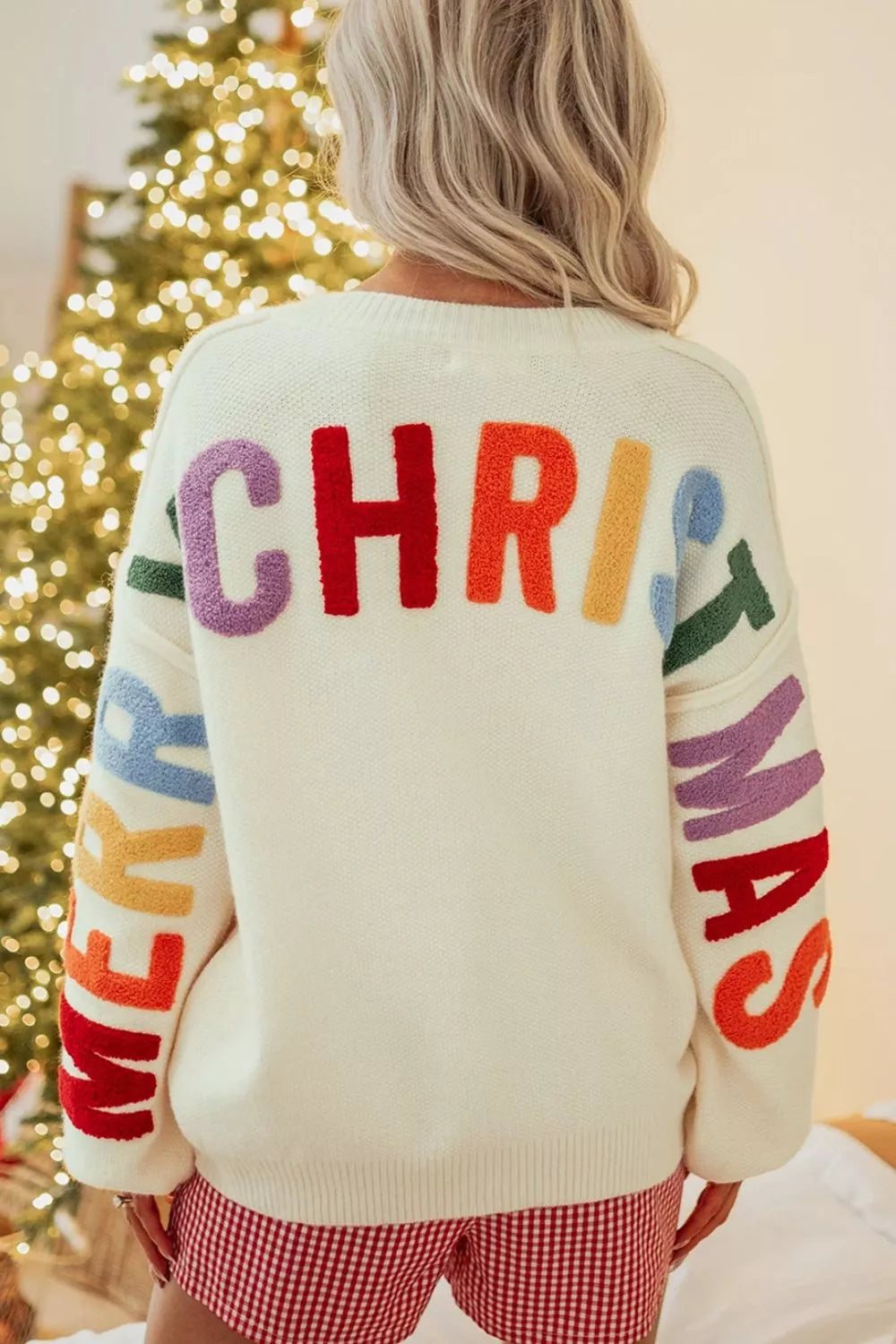 'HO HO HO' Button Up Knit Cardigan for Women