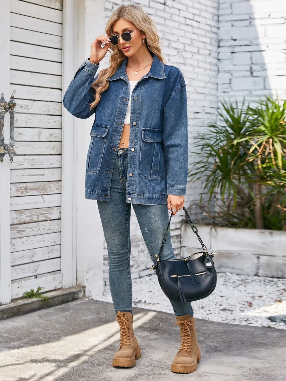 Rayon Long Sleeve Denim Jacket