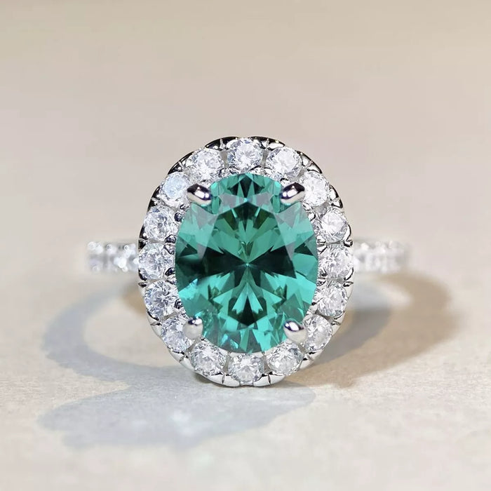 925 Sterling Silver Oval Zircon Ring for Women