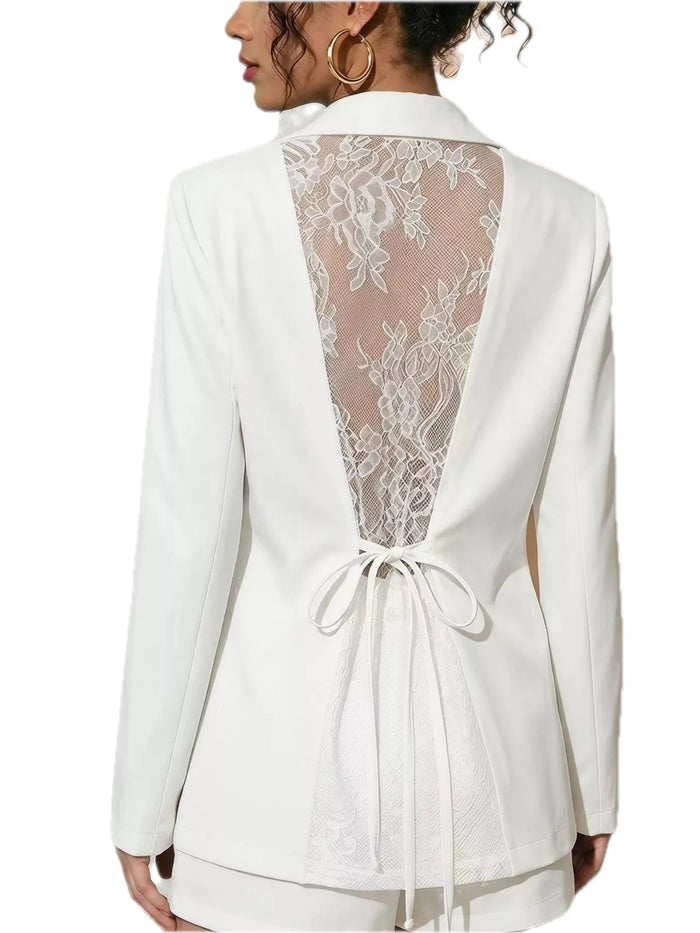Women's Lace-Back One Button Blazer