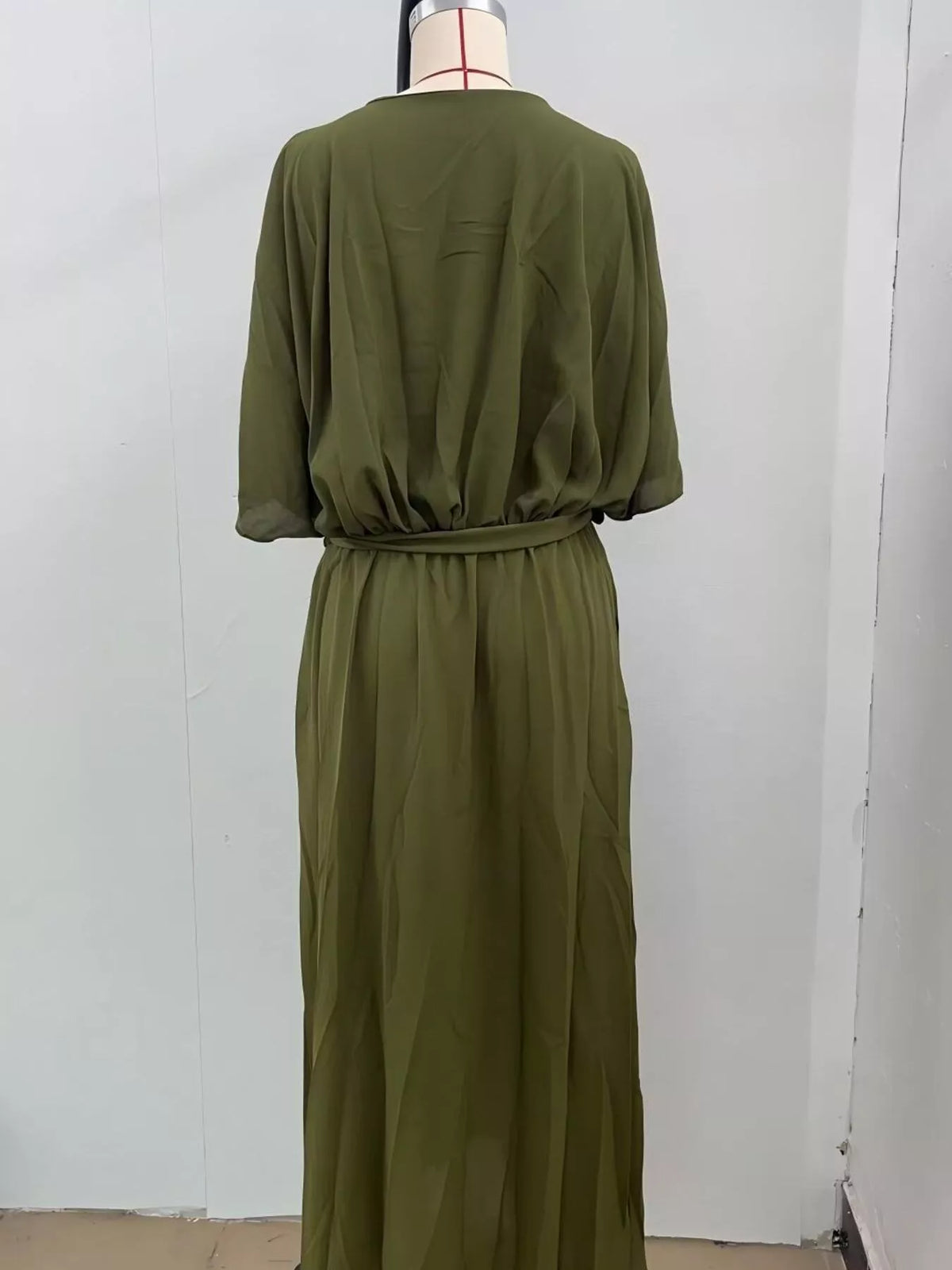 Chiffon Flutter Sleeve Wrap Dress Plus Size