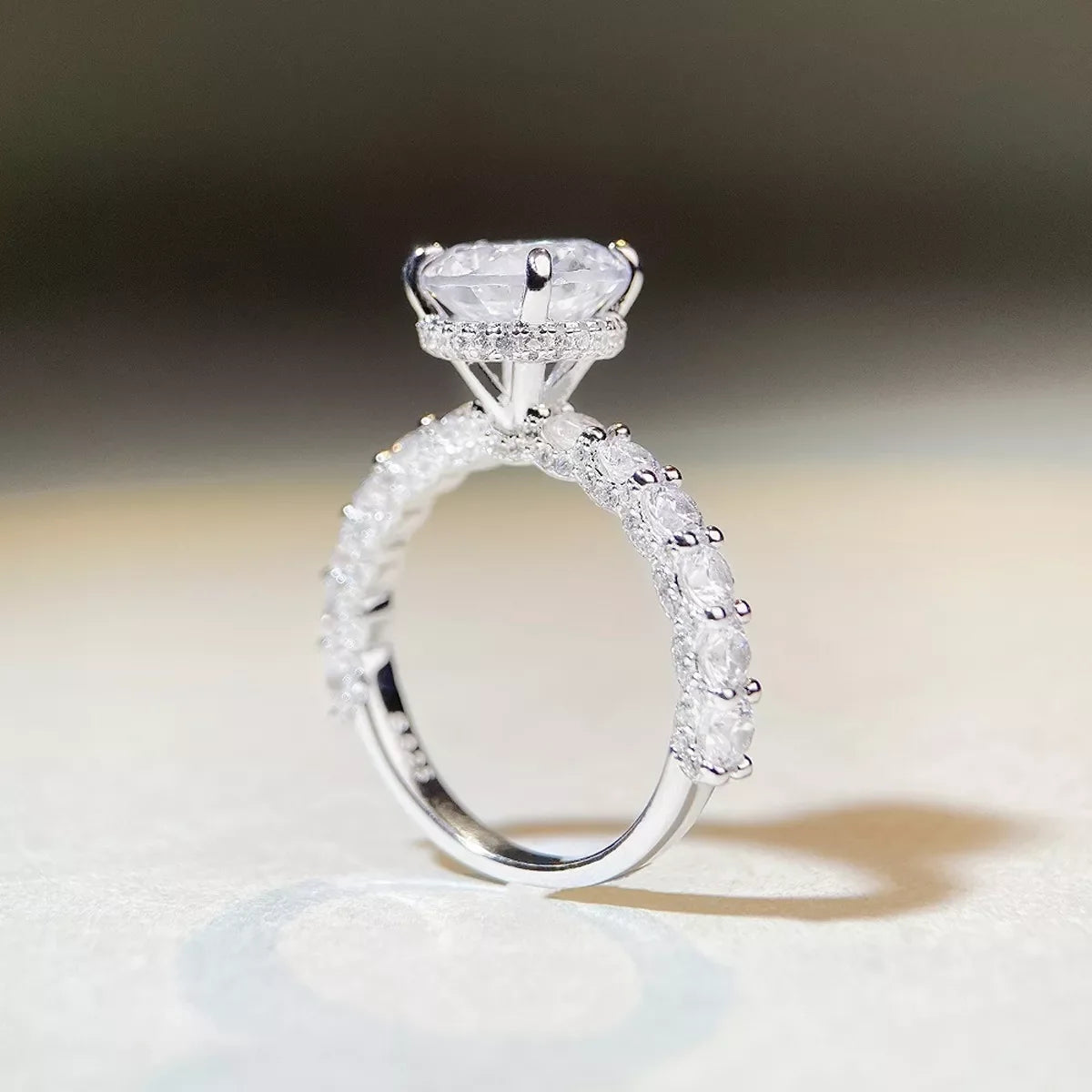 Round Solitaire 3 Carat 925 Sterling Silver Moissanite Ring for Women