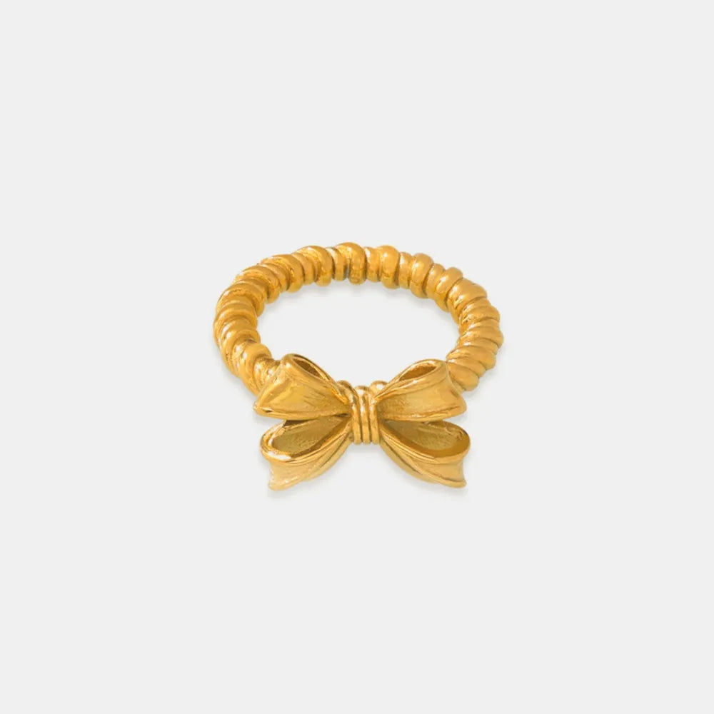 Twisted Titanium Steel Bow Ring for Women