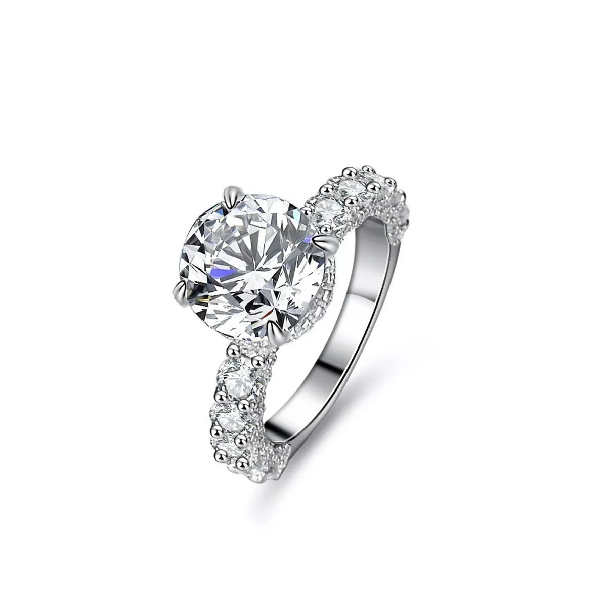 Round Solitaire 3 Carat 925 Sterling Silver Moissanite Ring for Women