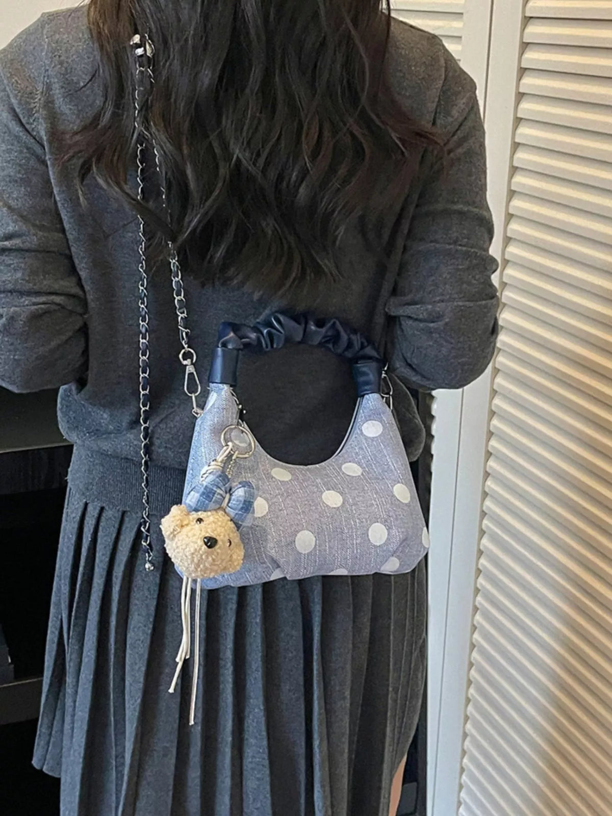 Polka Dot Ruched Crossbody Bag for Women