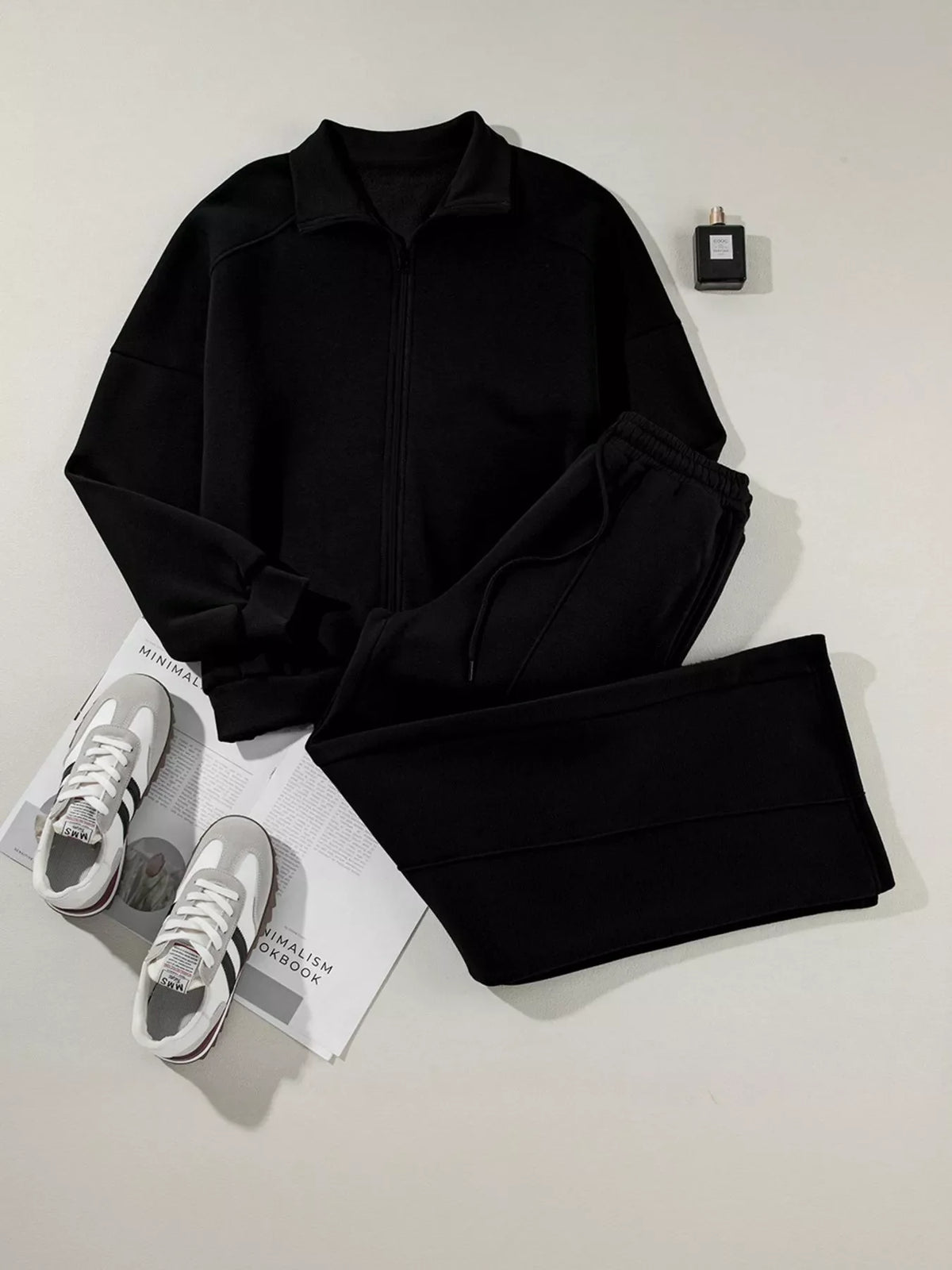 Zip Up Jacket and Pants Active Two-Piece Set