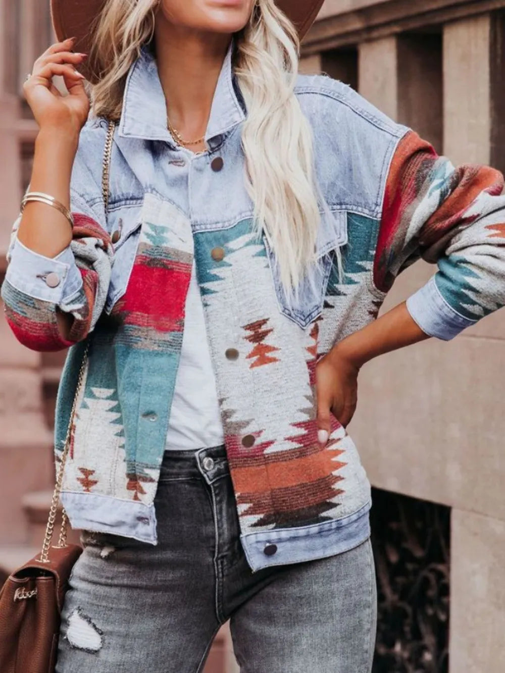 Geometric Button Up Jacket