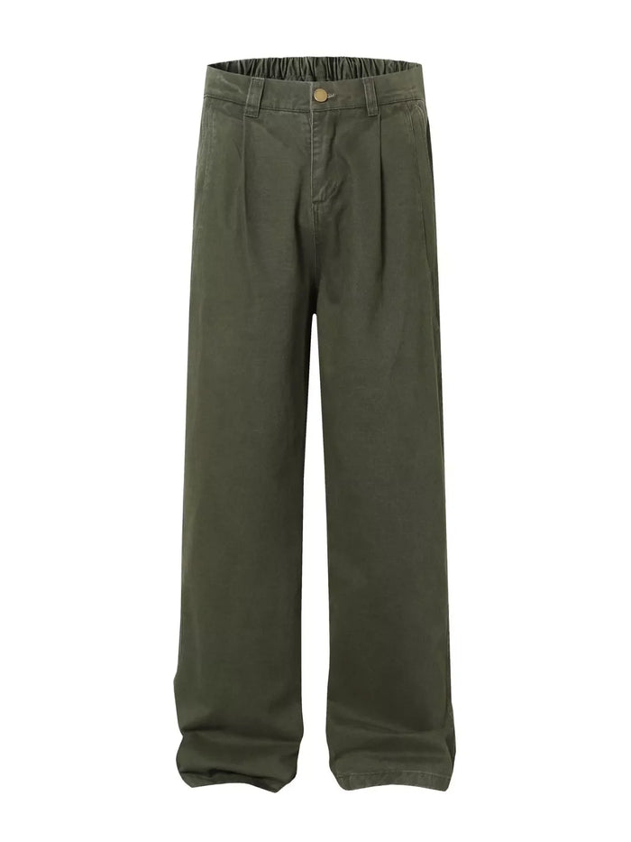 Men's Wide Leg Pants Elastic Waistband