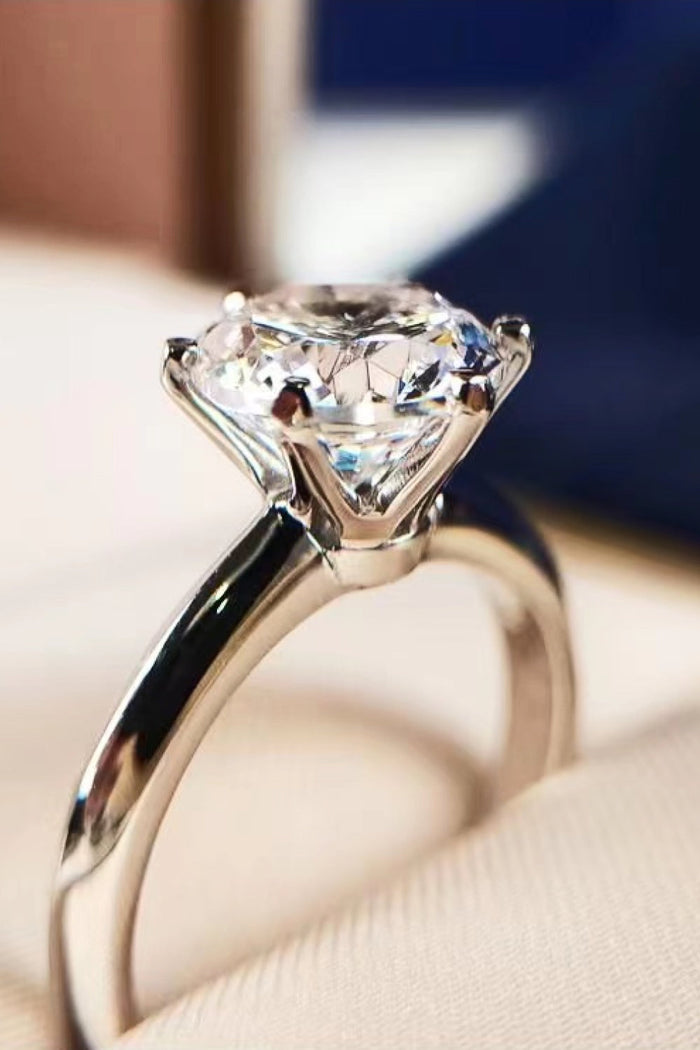 Adored 925 Sterling Silver 3 Carat Moissanite 6-Prong Ring for Women
