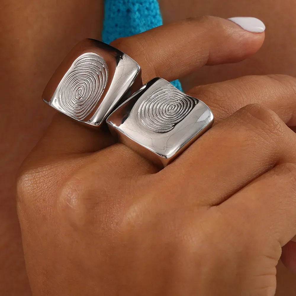 Titanium Steel Fingerprint Signet Ring – image 5 | Lilixa Trending Jewelry